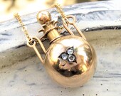 14k Rose Gold Victorian Pendant Victorian Fine Jewelry Victorian Vinaigrette Perfume Bottle Charm Pendant Necklace Mourning Jewelry