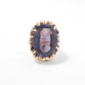 14k Gold Amethyst Statement Ring; Vintage Amethyst Ring; Big Chunky Large; Amethyst Cocktail Ring; Midcentury Modern Ring; Vintage Ring