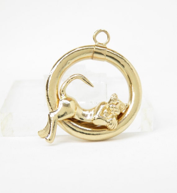 14k Gold Cat Charm; Vintage Charm; Vintage Cat Cha