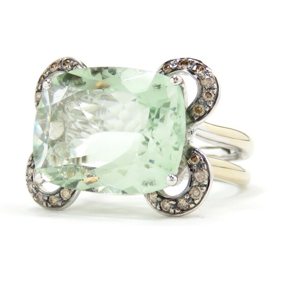 Massive 18k Gold Aquamarine and Diamond Statement… - image 2