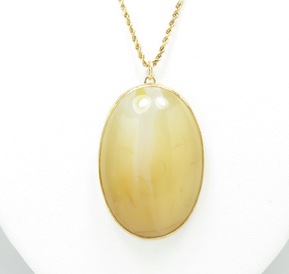 10k Gold Arts and Crafts Agate Pendant; Pendant N… - image 1