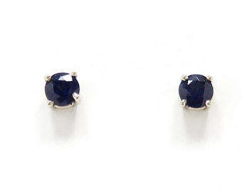 14k Gold Sapphire Stud Earrings; Natural Blue Sapphire Studs; 14k Gold Earrings; 14k Gold Studs; Blue Gemstone Studs; Gifts for Her