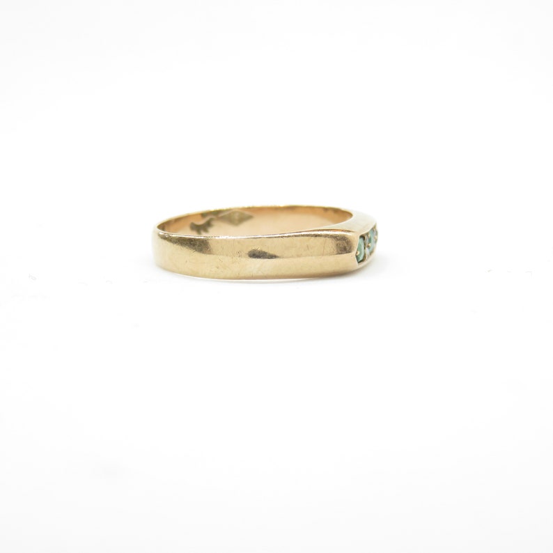 Victorian 10k Rose Gold and Green Garnet Band Ring; Vintage Wedding Band; Vintage Wedding Ring; Victorian Wedding Ring; Stacking Ring