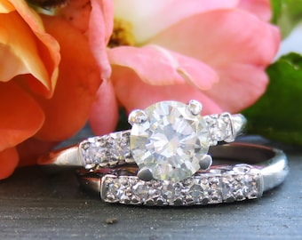 Platinum Diamond Engagement Ring Set; 1.3 Carat Natural Diamond; Diamond Engagement Ring; Diamond Wedding Band; Engagement Set; Classic