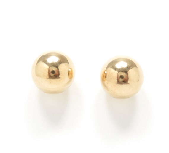 14k Gold Ball Stud Earrings; Large Ball Studs; 14k