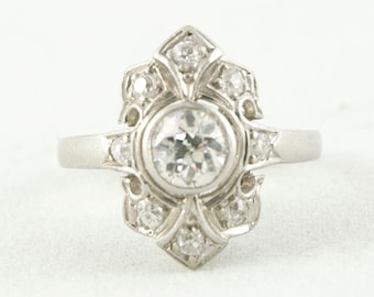 Platinum Art Deco Style Diamond Engagement Ring