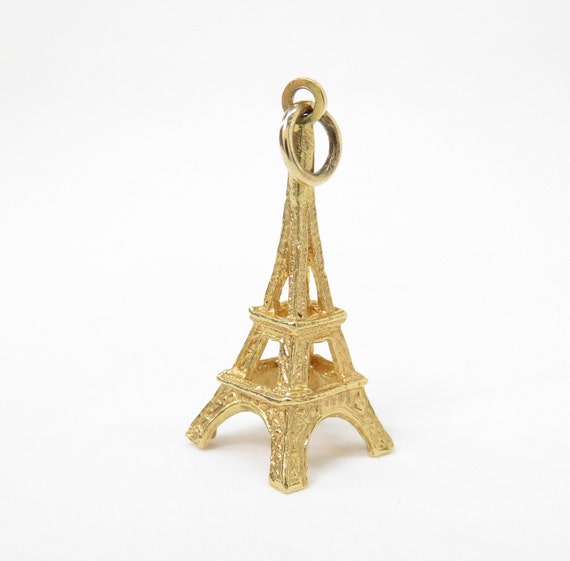 14k Gold Eiffel Tower Charm; Vintage Charm; Travel