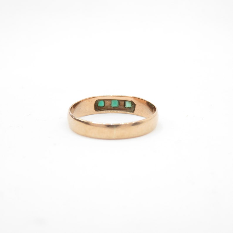 Victorian 10k Rose Gold and Green Garnet Band Ring; Vintage Wedding Band; Vintage Wedding Ring; Victorian Wedding Ring; Stacking Ring