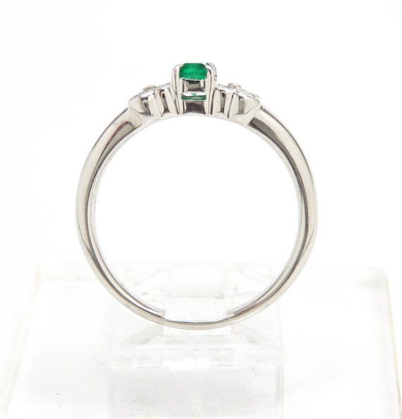 Platinum Emerald and Diamond Ring; Vintage Emeral… - image 7