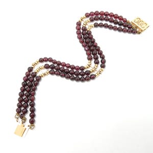 14k Gold Garnet Bracelet; Beaded Bracelet; Multi-Strand Bracelet; 14k Gold Bracelet; Gemstone Bracelet; Gemstone Jewelry; Wedding Bracelet