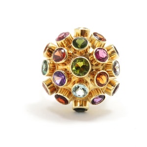 14k Gold Sputnik Ring; Multi-Stone Ring; Gemstone Ring; Big Chunky Large Statement Ring; 1960s 60s Sixties Cocktail Ring; Vintage Ring