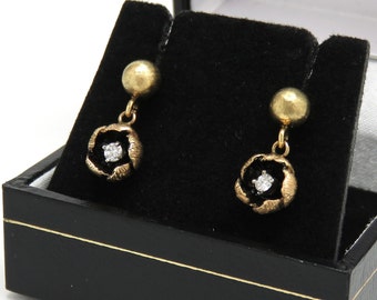 Vintage 1940s Diamond Drop Earrings; Dangle Earrings; Vintage Diamond Earrings; Antique Earrings; Vintage Earrings; Floral Flower; Bridal