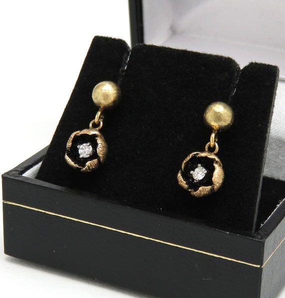 Vintage 1940s Diamond Drop Earrings; Dangle Earri… - image 1