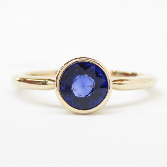 14k Gold Sapphire Ring Minimalist Ring Blue Sapphire | Etsy
