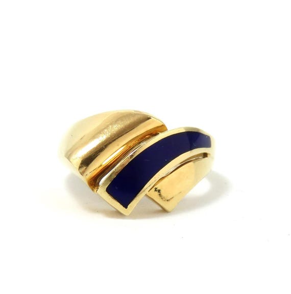 18k Gold and Enamel Ring; 1990s 90s Nineties Gold Jewelry 18k Gold and Enamel Ring; 1990s 90s Nineties Gold Jewelry