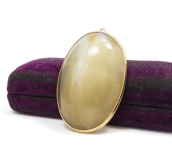 10k Gold Arts and Crafts Agate Pendant; Pendant N… - image 3