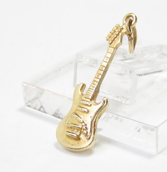 14k Gold Electric Guitar Charm; Vintage Charm; Cha