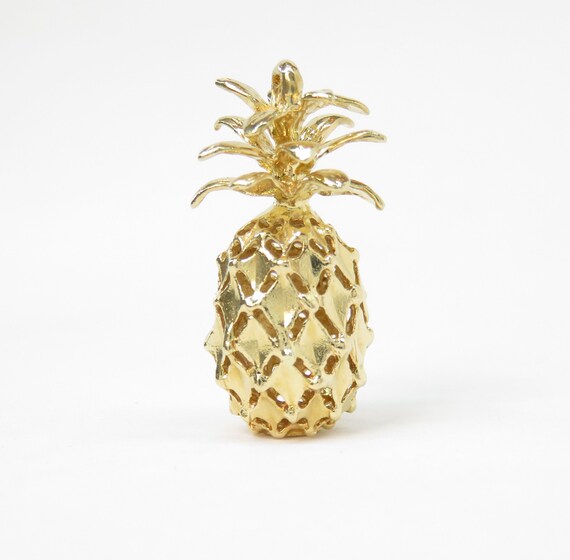 14k Gold Pineapple Charm; Vintage Charm; Retro Cha