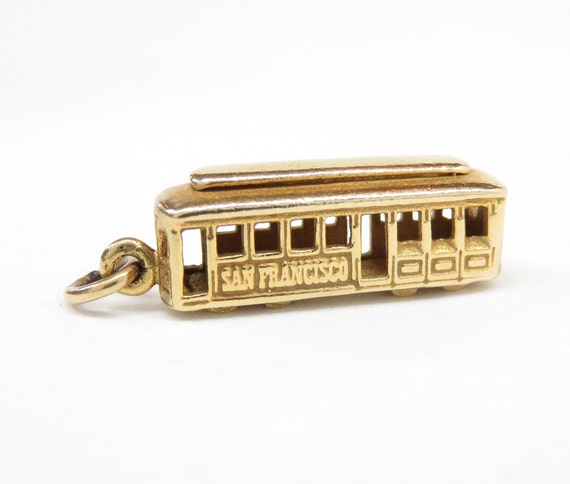 Vintage 14k Gold Cable Car Charm; San Francisco Ch