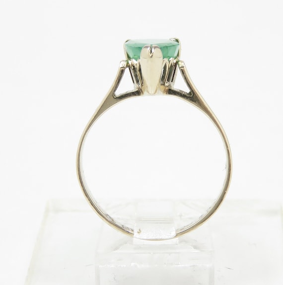 14k Gold Pear Cut Emerald Ring; Emerald Engagemen… - image 6