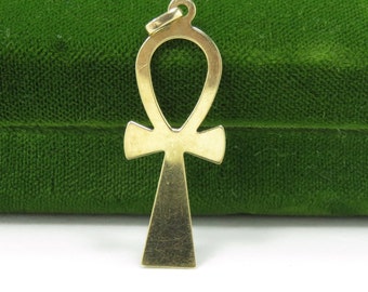 Ciondolo Ankh in oro 14k; Fascino d'epoca; Simbolo della vita eterna; Ciondolo Ankh; Fascino retrò; Fascino d'oro d'epoca; Braccialetto di fascino; Collana con ciondoli