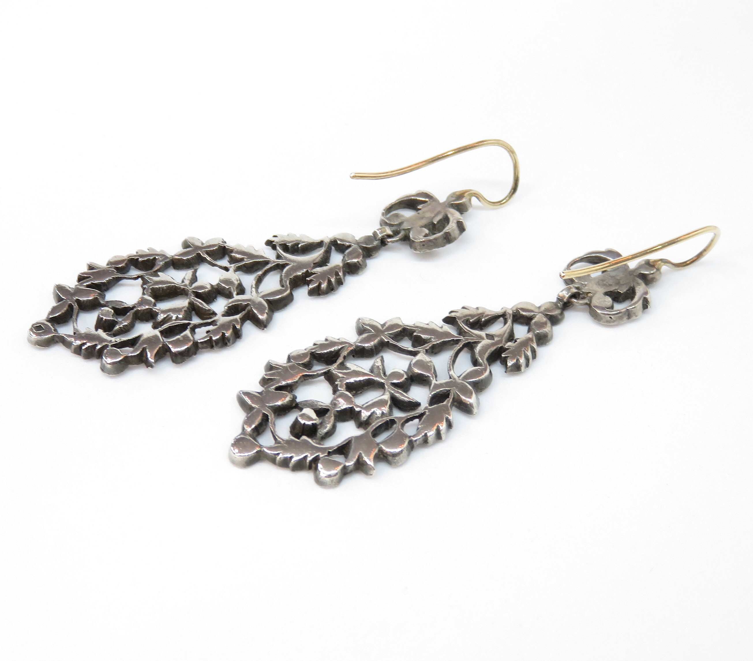 Victorian Sterling Silver and Marcasite Drop Earrings Dangle Etsy