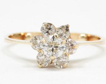 14k Gold Diamond Cluster Ring; Antique Diamond Ring; Vintage Diamond Ring; Diamond Engagement Ring; Multi-Stone Ring; Gemstone Ring