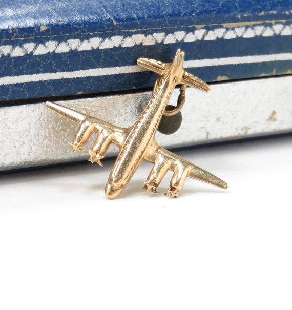 gold airplane charm plane Gem