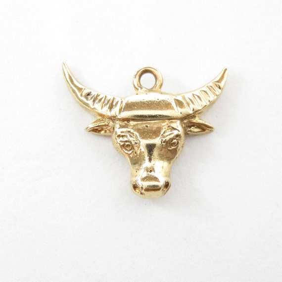 14k Gold Bull Charm; Steer Charm; Vintage Charm; 1