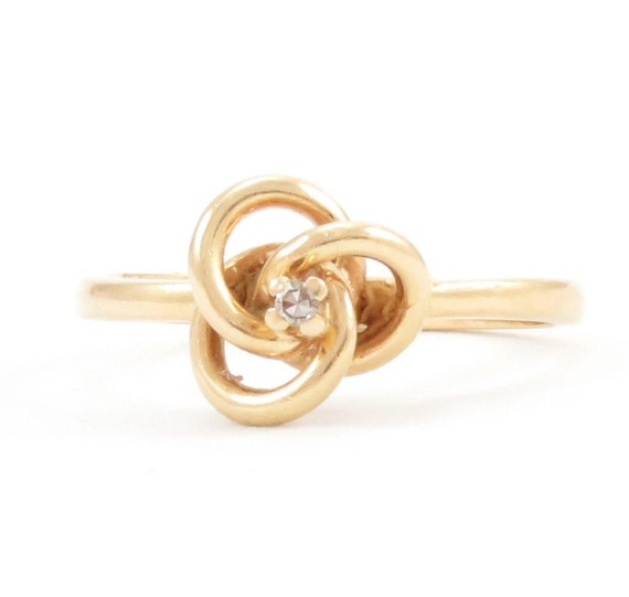 14k Gold Diamond Knot Ring; Vintage Knot Ring; Vintag… - Gem