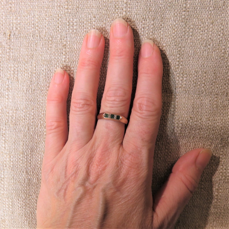 Victorian 10k Rose Gold and Green Garnet Band Ring; Vintage Wedding Band; Vintage Wedding Ring; Victorian Wedding Ring; Stacking Ring