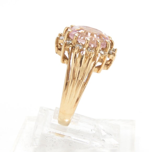 14k Gold Pink Spinel and Diamond Ring; Vintage Sp… - image 5