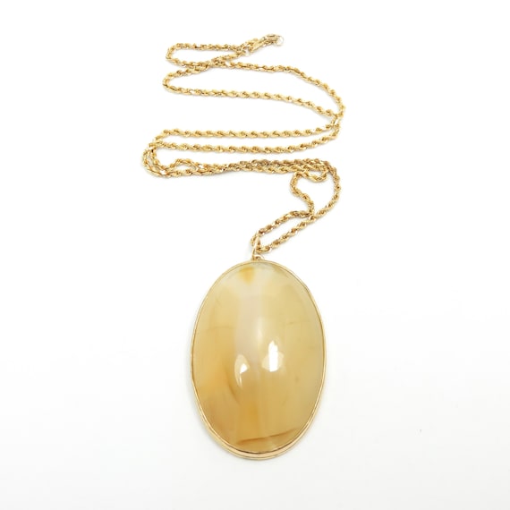 10k Gold Arts and Crafts Agate Pendant; Pendant N… - image 5