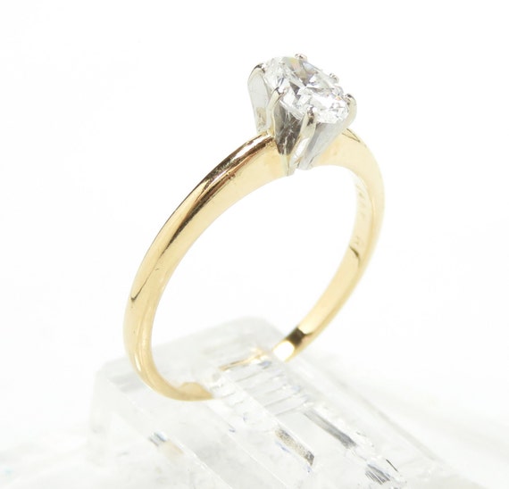 14k Gold Oval Cut Diamond Engagement Ring; Half Carat… Gem