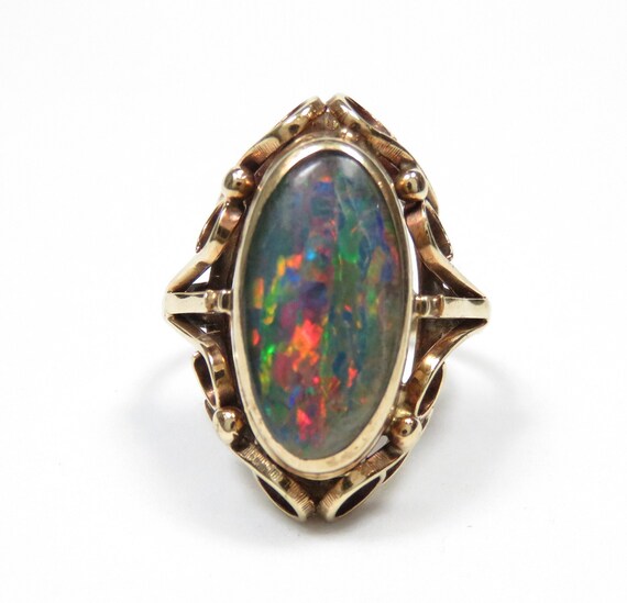 Victorian 10k Gold Opal Ring; Vintage Opal Ring; A