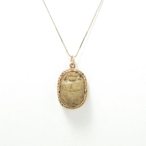 14k Gold Scarab Necklace; Pendant Necklace; Scarab Pendant; Egyptian; Layering Necklace; Charm Necklace; Scarab Charm; 14k Gold Necklace