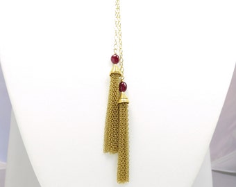 18k Gold and Ruby Festoon Necklace; Artisan Necklace; 18k Gold Necklace; Wrap Around Necklace; Ruby Necklace; Designer Fine Jewelry