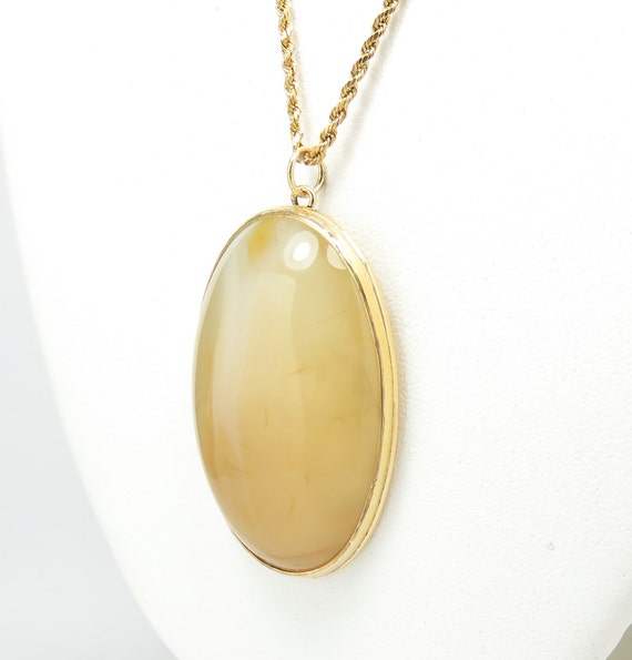 10k Gold Arts and Crafts Agate Pendant; Pendant N… - image 2