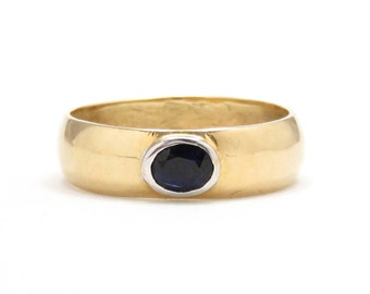 14k Gold Sapphire Band Ring; 14k Gold Ring; Sapphire Stacking Ring; Vintage Sapphire Ring; Sapphire Wedding Ring; Blue Gemstone Ring; Retro