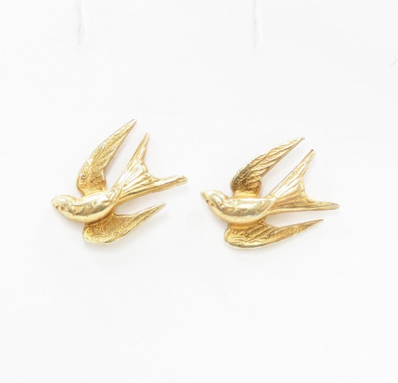 Vintage Earrings 30s Harlequin Glass Beads Bird Earrings Origami Earrings