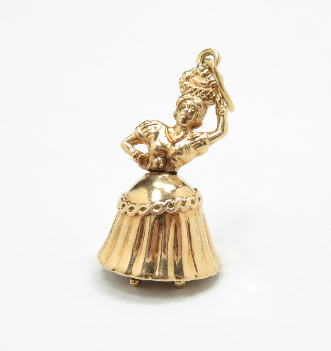 Vintage 18k Gold Fruit Lady Charm Carmen Miranda Charm Vintage Charm