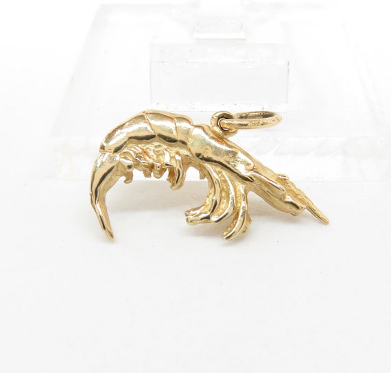 14k Gold Shrimp Charm; Vintage Charm; Retro Charm;