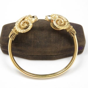 18k Gold Midcentury Modern Rams Head Bracelet Vintage Bracelet Aries Rams Cuff 18k Gold Bangle Vintage Gold Bangle Retro Gold Bangle image 1