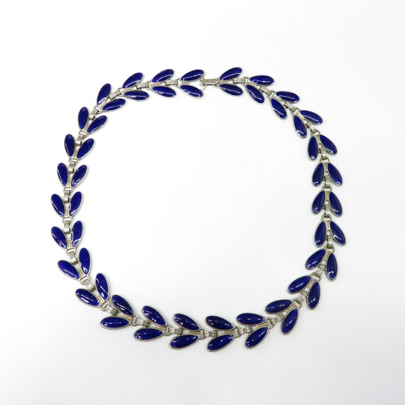 Art Deco Enamel Choker; Art Deco Blue Necklace; An