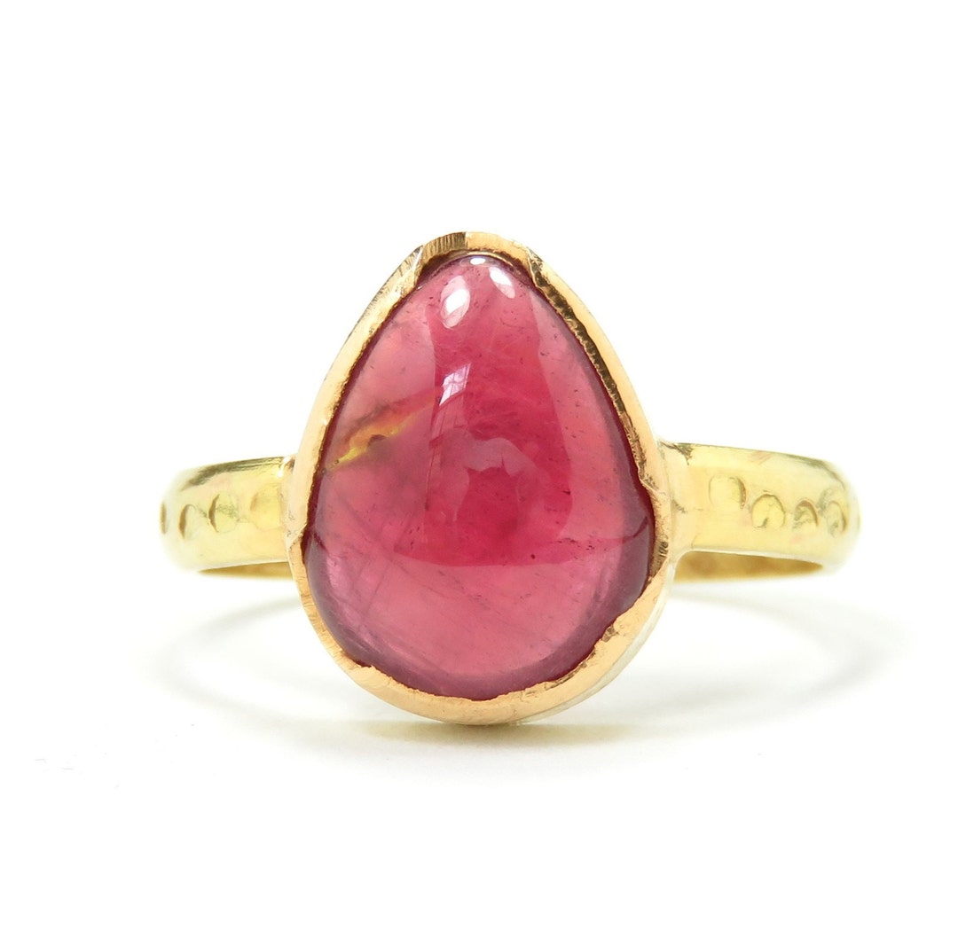 14k Gold Ruby Ring Ruby Statement Ring Pear Cut Natural Ruby Etsy