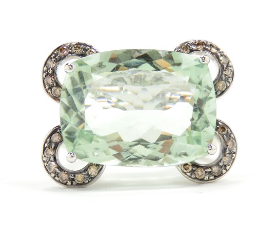 Massive 18k Gold Aquamarine and Diamond Statement… - image 1