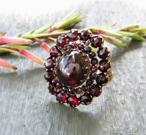 Victorian 14k Gold Garnet Ring; Vintage Garnet Rin