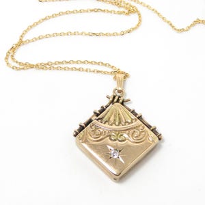 Victorian 14k Gold Diamond Locket; Victorian Locket; Antique Locket; Vintage Locket; 14k Gold Locket; Victorian Pendant; Pendant Necklace