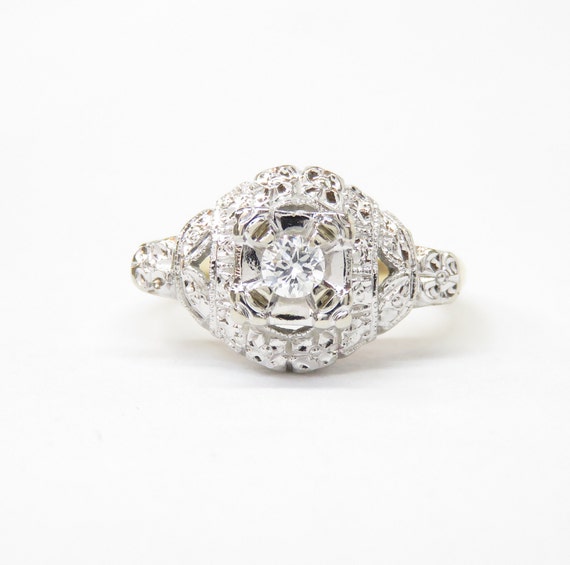 Art Deco Diamond Engagement Ring; Vintage Diamond