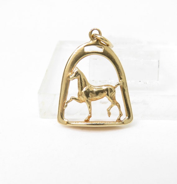 14k Gold Horse Charm; Riding Charm; Vintage Charm;